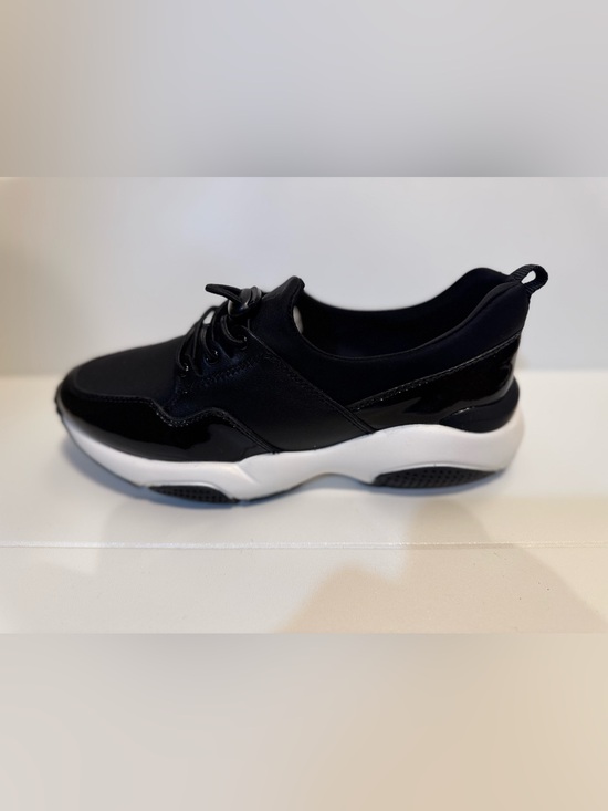 PabDer Shoes - PabDer Donna Black Toggle Platform Wedge Sneakers